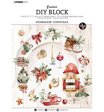 Studio Light DIY block Homemade christmas A4 12 udstandsede ark-20 mønsterpapir